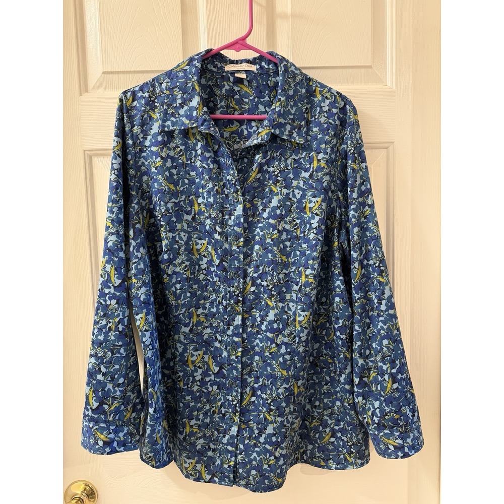 Women's Coldwater Creek 100% Cotton Long Sleeves Button Up 1X No Iron